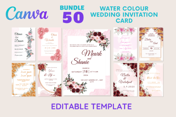 Download Water Colour Wedding Invitation Card - Premium Bundle