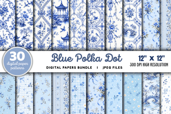 Download Blue Polka Dot Digital Patterns Bundle - Polka dot Collection