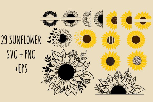 Download Sunflower SVG Bundle Outline Artwork - Artwork Collection