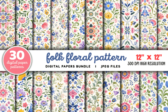 Download Folk Floral Pattern Set Bundle - Floral pattern Collection