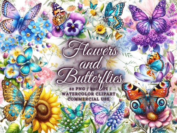 Download Spring Flowers &amp; Butterflies Clipart Png - Spring flowers Collection