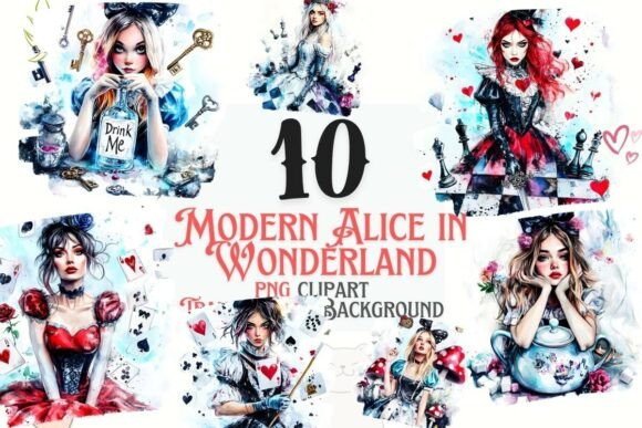 Download Modern Alice in Wonderland Clipart Set - Modern Collection