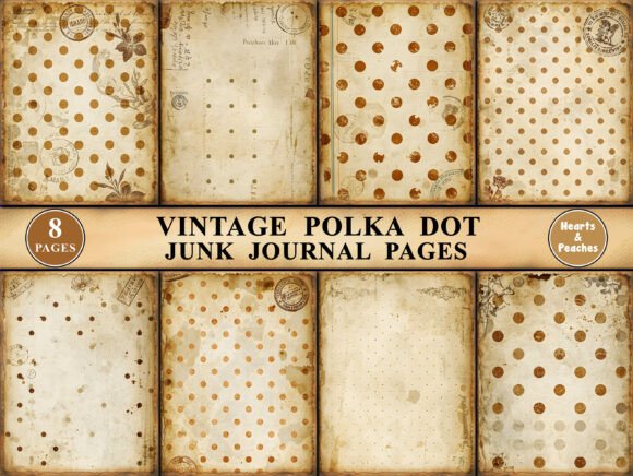 Download Vintage Polka Dot Junk Journal Pages - Polka dot Collection
