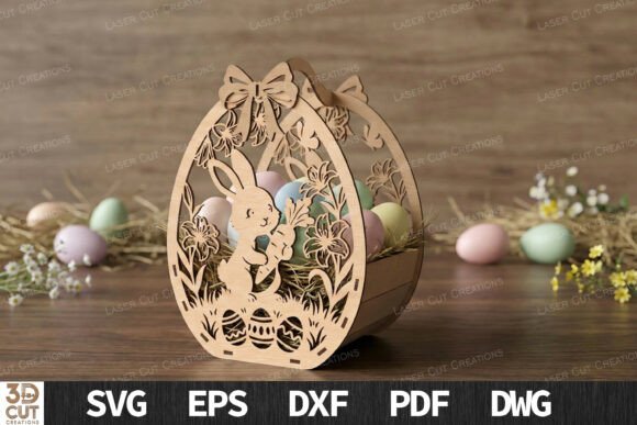 Download Bunny Easter Egg Basket SVG - Easter egg Collection