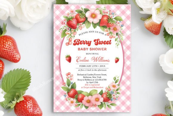 Download Berry Sweet Strawberry Pink Girl Invite - Premium Resources